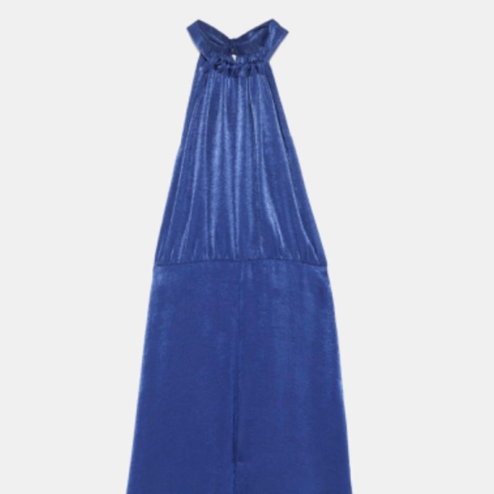 Zara Satin Blue Jumpsuit Sz Large